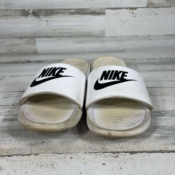 Nike Womens CN9675-100 Slide Sandals Logo Black White Slip On Comfort Size 13 - Picture 4 of 7